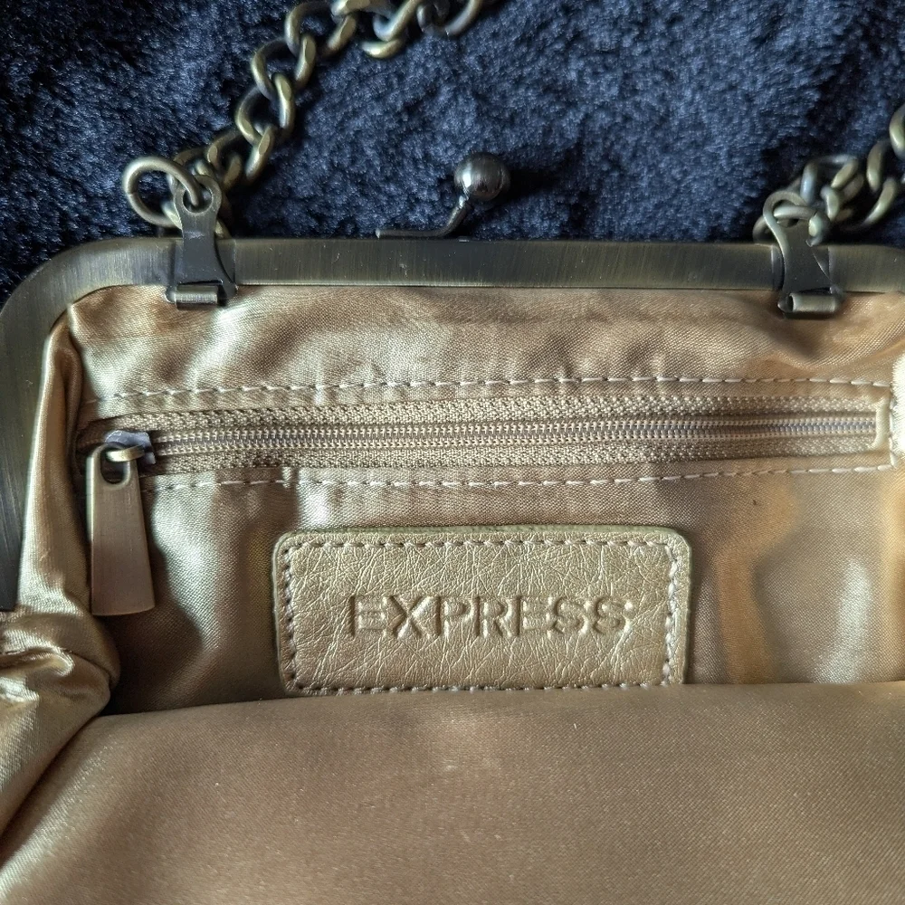 EUC Gold Shine Express Purse/Clutch w/ Attached Strap